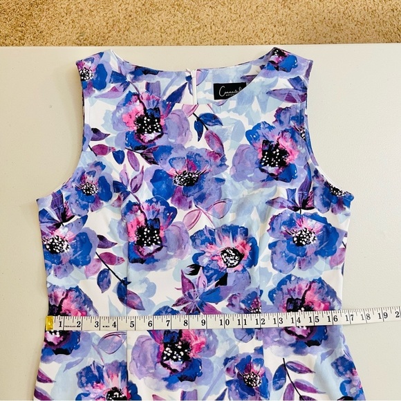 Connected Apparel Floral Sleeveless Blue/Pink Sheath Dress Women Size 12 - Picture 7 of 9
